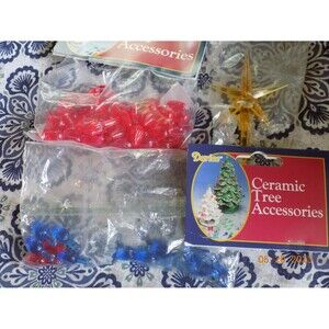 Lot of Darice Ceramic Christmas tree bulbs peg lights star some new